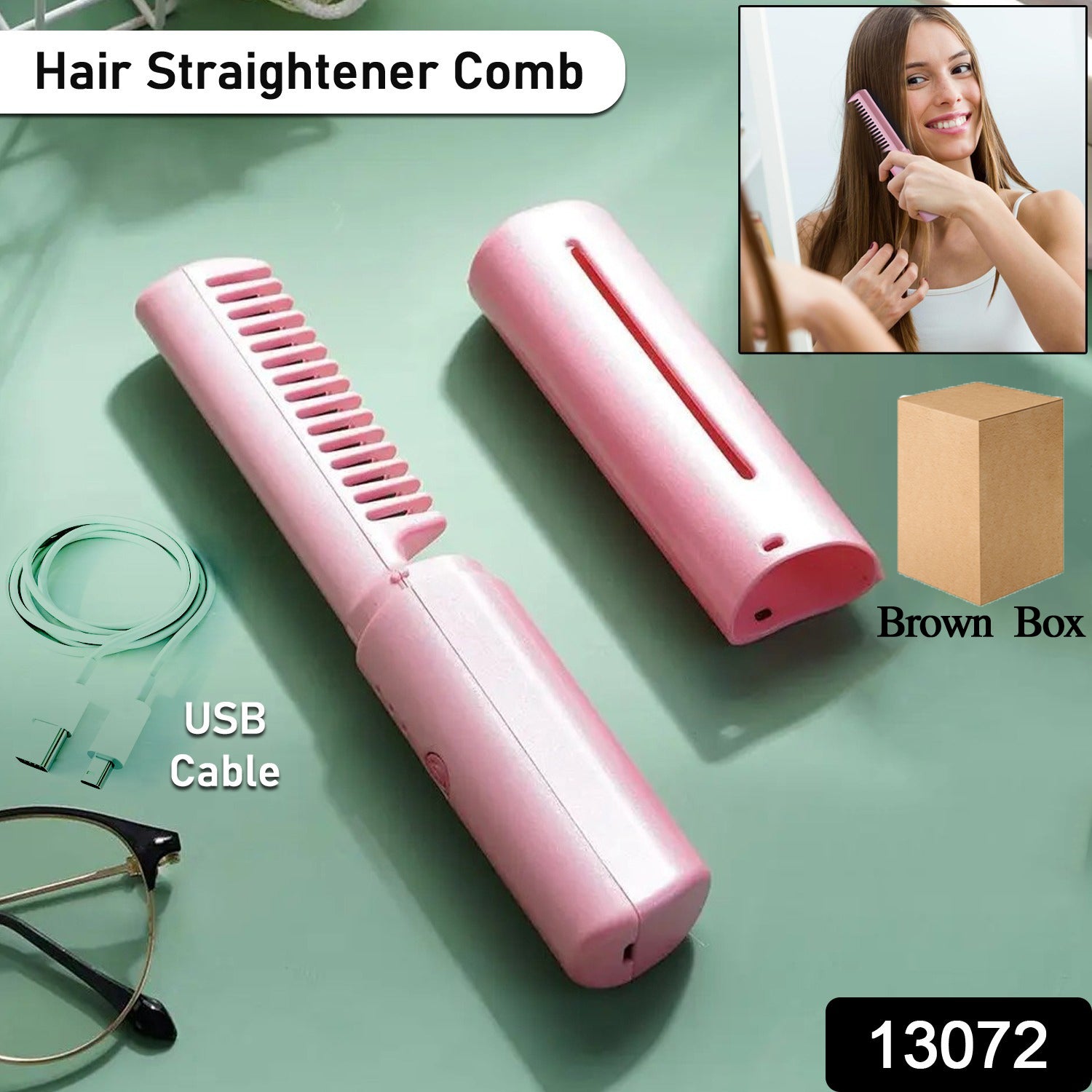 13072 Rechargeable Mini Hair Straightener Travel Portable Usb Charging Cordless Hair Straightener Bursh Three Temperature Adjustments Flat Iron Comb (1 Pc) 13072 Rechargeable Mini Hair Straightener Travel Portable Usb Charging Cordless Hair Straightener Bursh Three Temperature Adjustments Flat Iron Comb (1 Pc)